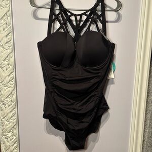 Torrid Black Strappy One-Piece Swimsuit